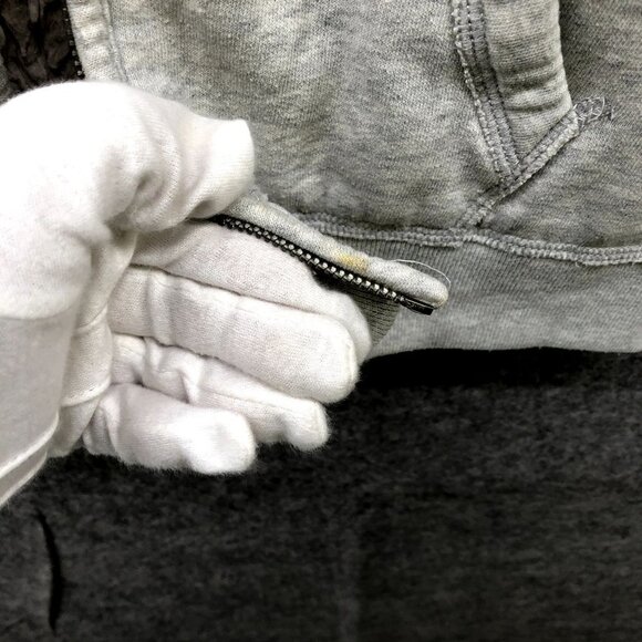 Vintage Abercrombie & Fitch Y2K Gray Sherpa Lined Sweatshirt Vest Hoodie Women L - Picture 4 of 11